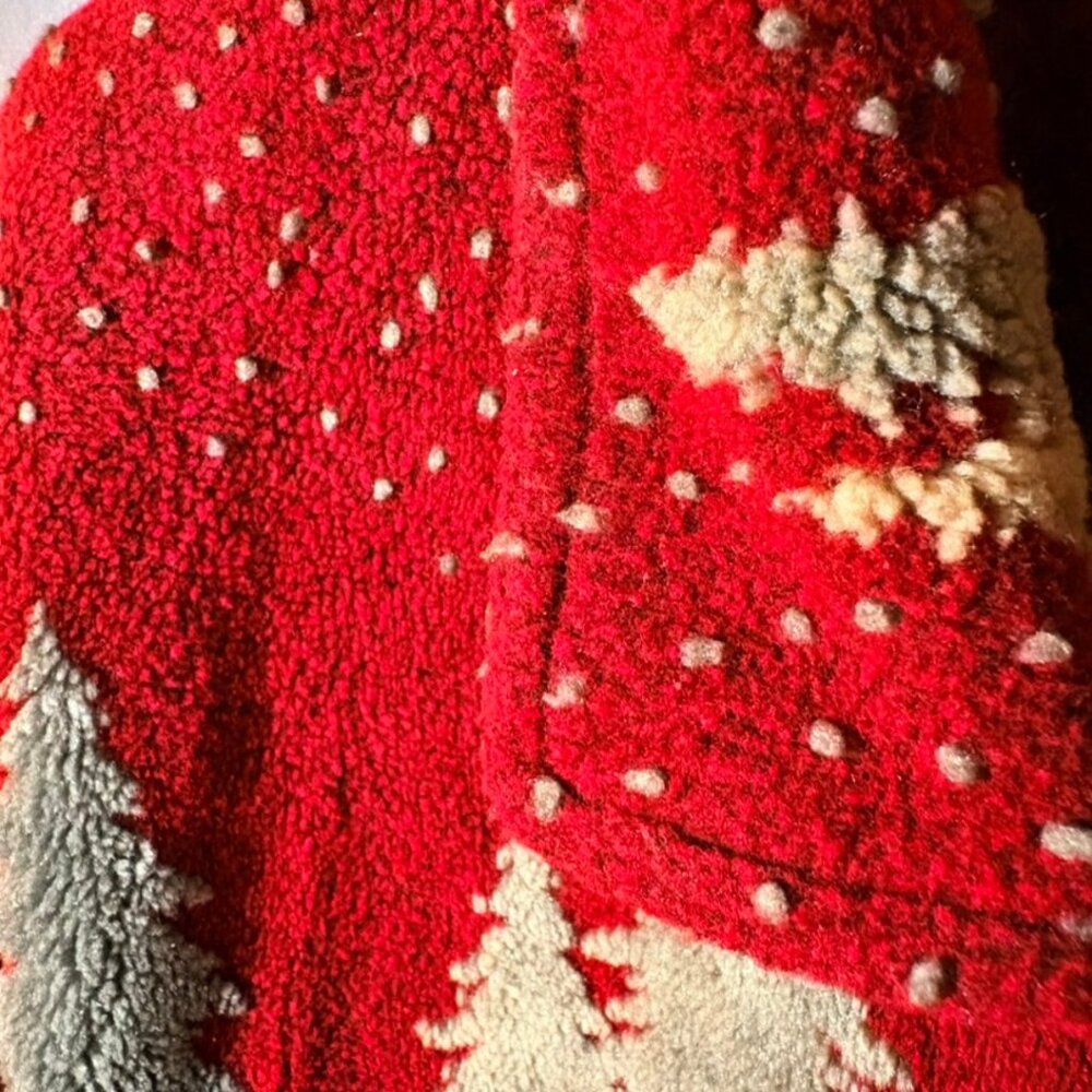 Vintage County Clothing Co Moose Fleece Jacket Red Winter Scene Women M - Picture 5 of 6